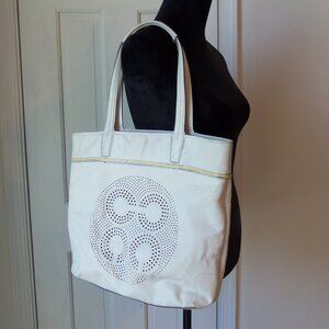 Coach  Audrey Leigh Laser Cut Tote White